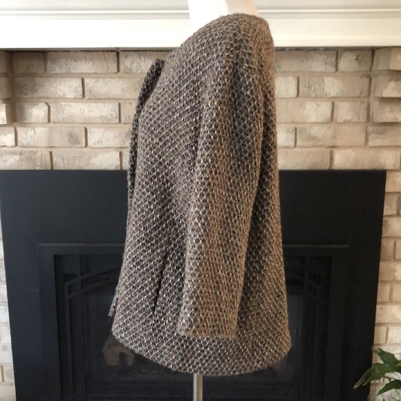 Eileen Fisher Brown Tan Tweed Italian Fabric 4-Button Swing Jacket size Large - Picture 7 of 14